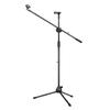 Adjustable Metal Floor Microphone and Phone Stand with Tripod Base for Live Singing