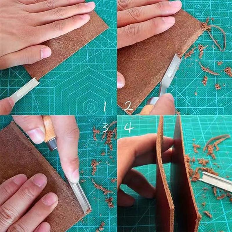 3 size 4mm 6mm 8mm Practical Leather Craft Edge Beveler Skiving Beveling Knife DIY Cutting Hand Craft Tool with Wood Handle