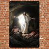 Vintage Metal Tin Sign Religious Wall Art 2D Jesus Cave Retro Decor Poster for Home Shop 787x1181 Inch with PreDrilled H