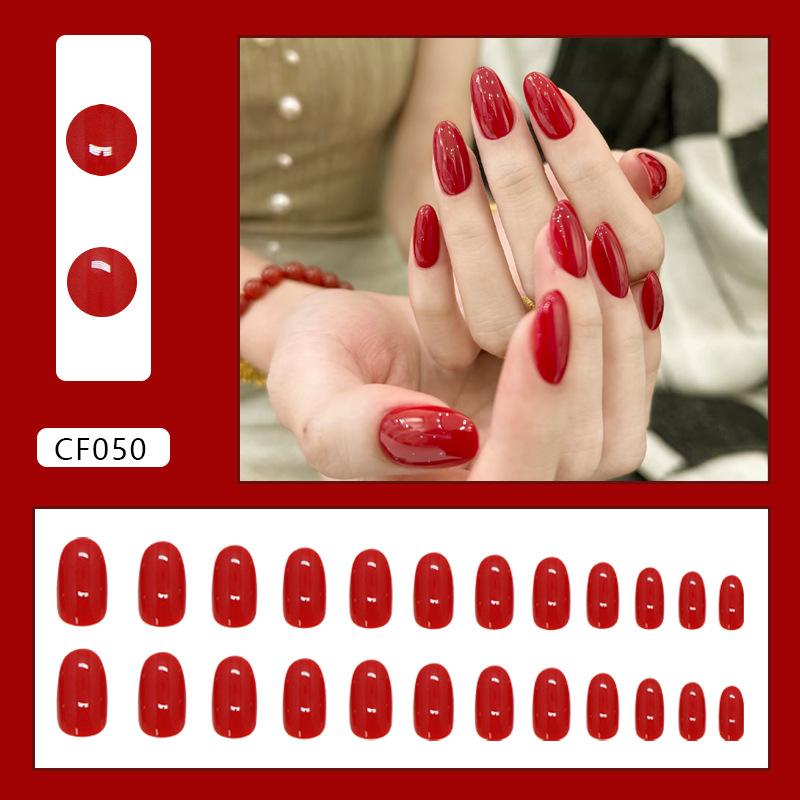 

Простой темперамент, белые и ярко-красные накладные ногти, 24 штуки съемных маникюрных наклеек