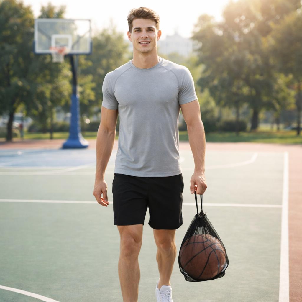 Mesh Drawstring Ball Storage Bag for Basketball Football Volleyball Portable Sports Ball Carrier Training Equipment Organizer