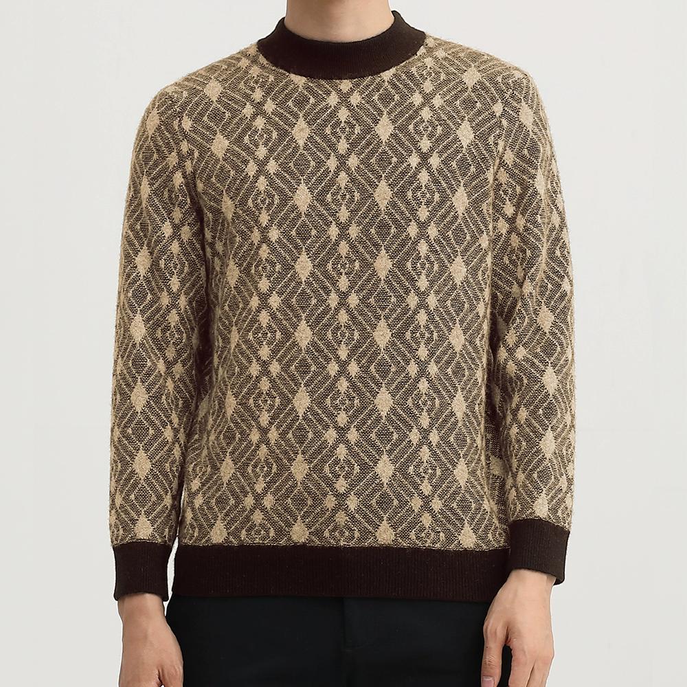 Jersey de manga larga con cuello redondo y diamantes vintage para hombre