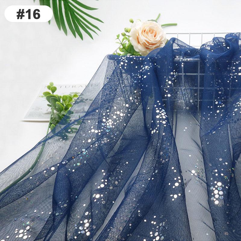 1.6x1M Soft Glitter Galaxy Silver Dot Sequins Tulle Fabric for Dress Shirts Decor Sewing Material Red Blue White Pink Black