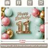 2D 11th Birthday Party Backdrop, Pink Mint Gold Balloon with Crown Background for Photo Booth