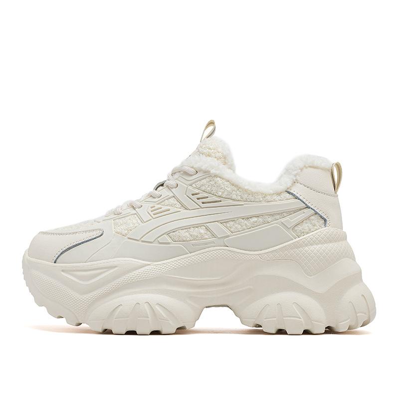 Augustine platform dad shoes women's 2025 new autumn and winter white sports lamb wool casual thickened running shoes