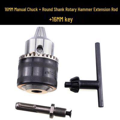 3-Piece Drill Chuck Set: Round Shank Extension, Impact Drill Adapter, Three-Jaw Conversion Head