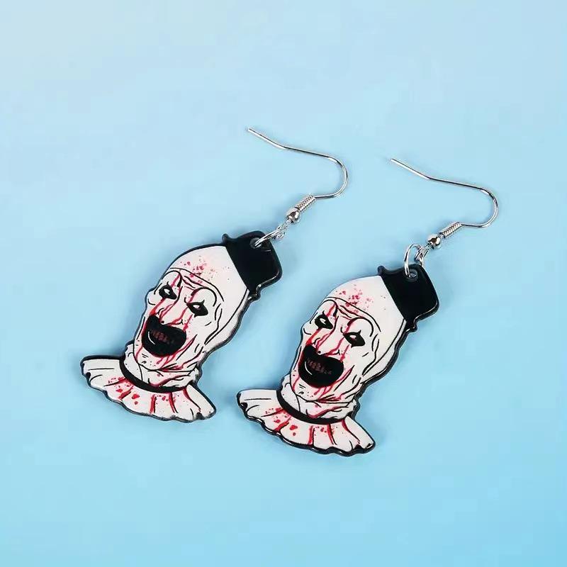 Halloween Bloody Clown Earrings: Spooky Acrylic Jewelry for Ghost Festival
