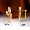 Luxury Female White Zircon Stone Flower Clip Earrings Yellow Gold Color Wedding Jewelry For Women