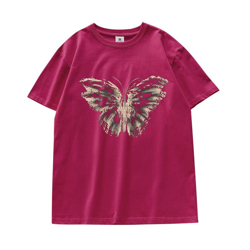 American retro t-shirt women's pure cotton short-sleeved summer new chic loose half-sleeved t-shirt chic top trendy