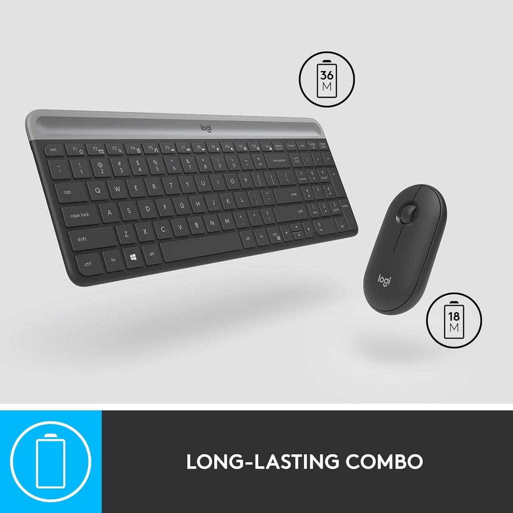 Logitech MK470 Wireless Keyboard and Mouse Set Office Keyboard and Mouse Set Thin Film Keyboard with Wireless 2.4G Receiver