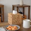 1Pc Hand-Woven Straw Tissue Box Water Gourd Napkin Cover For Bathroom Kitchen Openwork Household Toilet Sundries Square Storages