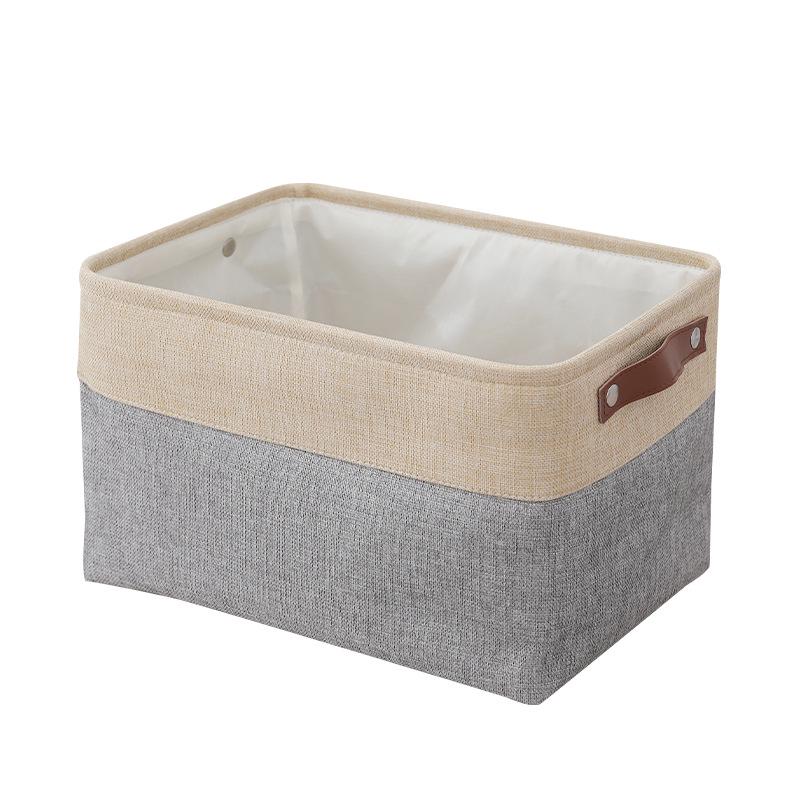 Coș de depozitare modern din in bicolor pentru casă și jucării