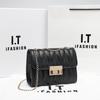 Trendy and fashionable single shoulder women's bag bag, striped tassel lock chain, crossbody small square bag.