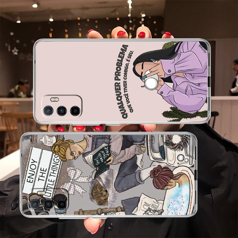 IK36 Girl Coffee Book Ästhetische Hülle für Motorola E13 E15 E20 E22 E22I E22S E30 E32 E40 E7 E7I G Plus Power Play Stylus G22 G14