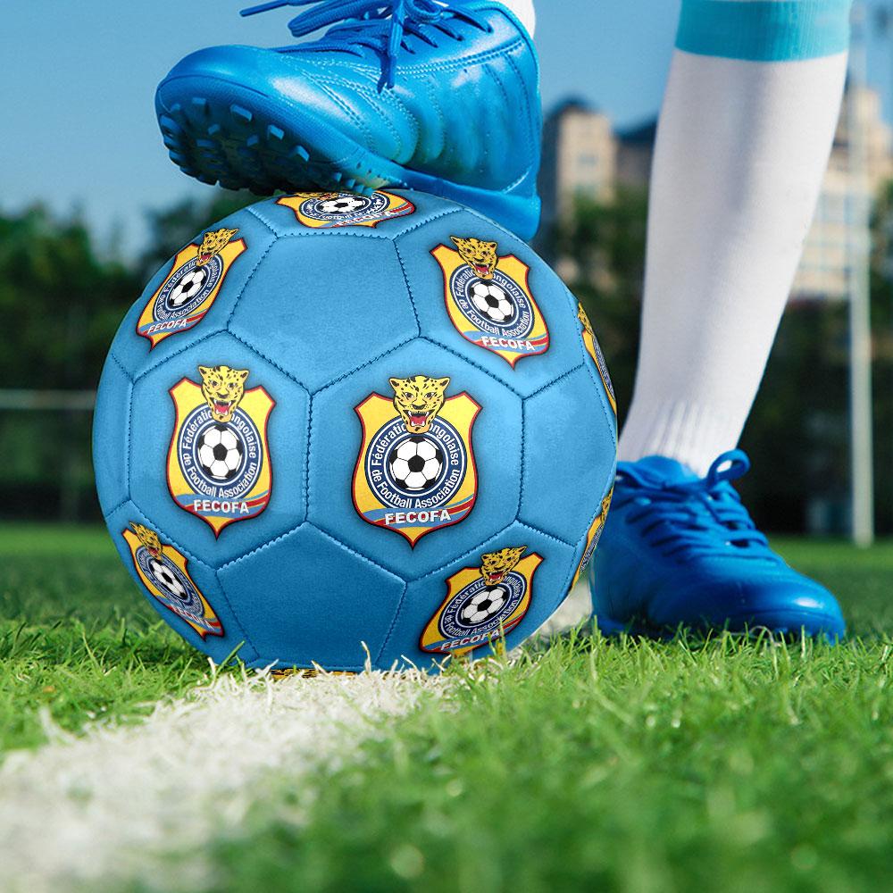 Congo DR national football logo Size 5 Soccer Ball, Machine-Stitched PVC, Durable & High Bounce, All Ages Fit, fan merchandise, matches & outdoor use.