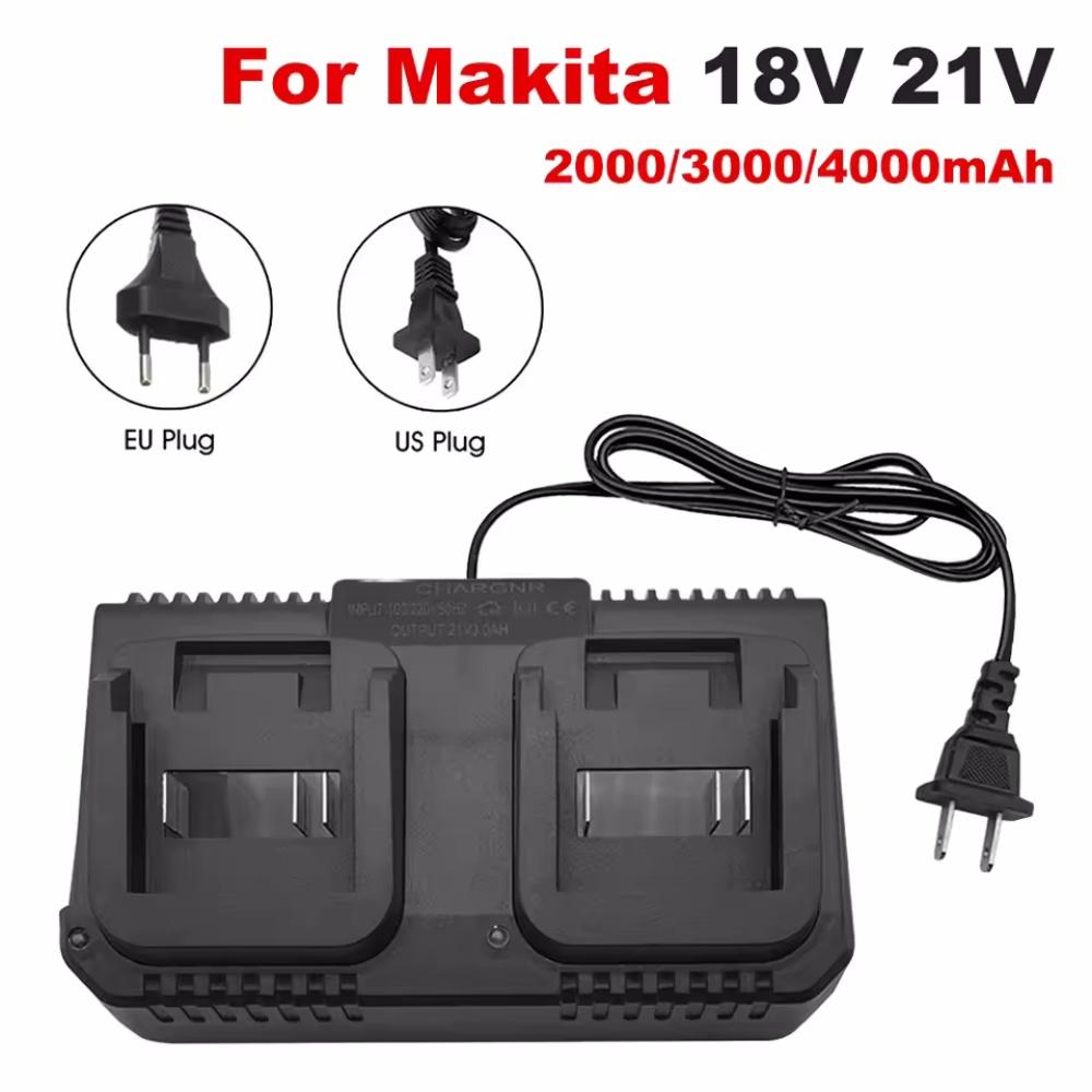 Lithium Battery Dual Charger 2 Ways Power Tool Battery Charger EU/US Plug For Makita 18V 21V Battery BL1415/1815/1830/1850
