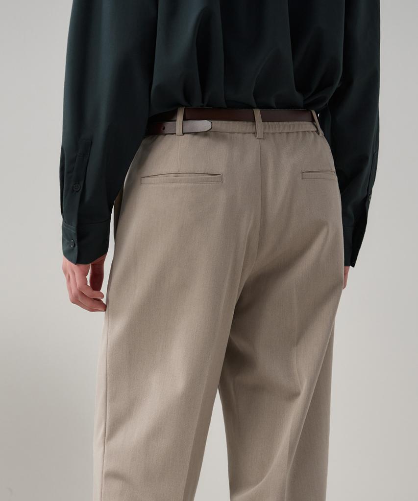 DRAW FIT Elastic Waist Wide Slacks [L.Beige]