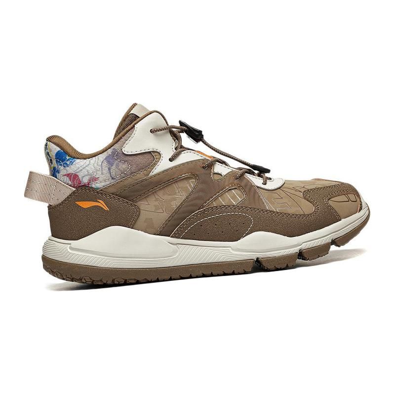 Li Ning Kids Yan Luan 2.0 Reflective Non-Slip Shock Absorbing Mid-Top Running Shoes Kids Running Shoes Light-Chestnut-Brown YKET008-11