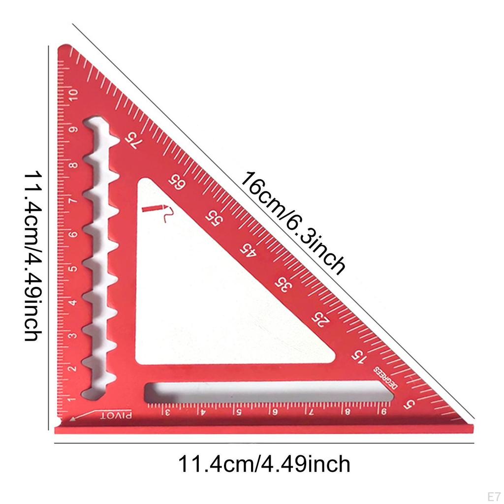 Escuadra de triángulo de 45/90 grados, escuadra de carpintero, profesional, resistente al desgaste, calibre de medición para bricolaje