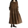 Japanese Style Corduroy Doll Collar Autumn A-Line Long-Sleeve Dress