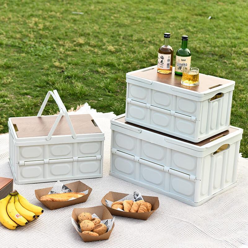 Explorer Portable Folding Storage Box with Wooden Lid