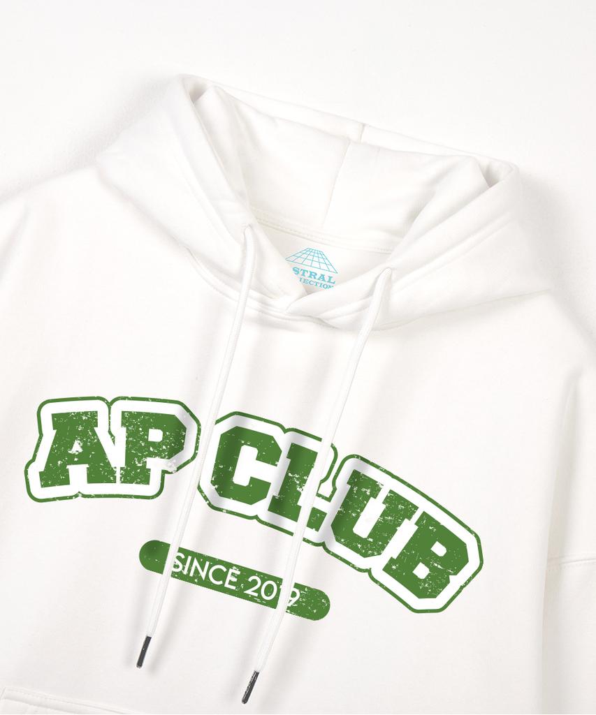 Ap Club Oversized Wide Shoulder Hoodie_White