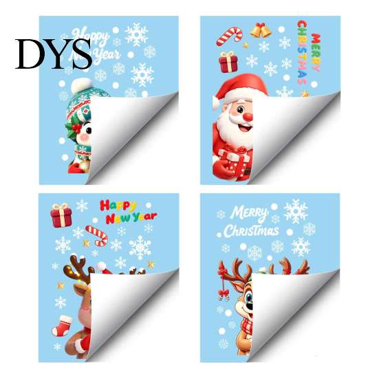 Removable Winter Stickers for Kids Christmas Window Stickers, Static PVC Decals with Santa Claus Reindeer Snowman Cheerful Seasonal Glass Patterns,