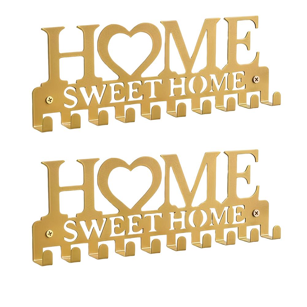 Wall Key Holder Key Hooks 10 Hooks Wall Mounted Key Holder Multi-Function Self Adhesive Key Rack Heavy Duty for Kitchen Garage
