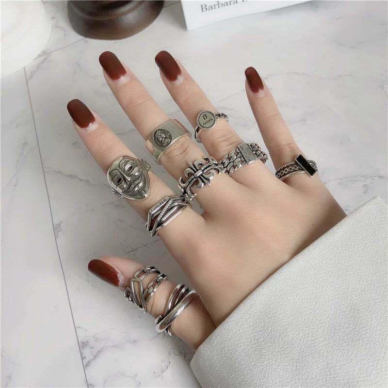 Retro European & American Open Punk Ring for Women - Trendy Japanese & Korean Style Woven Bracelet, Simple Student Index Finger Ring.