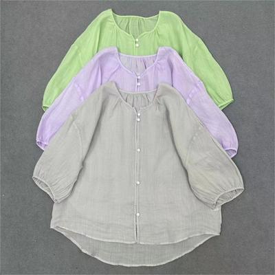 Japanese Lightweight Versatile Soft Pure Top Summer Thin Vintage Sunscreen Irregular Loose Women Shirts