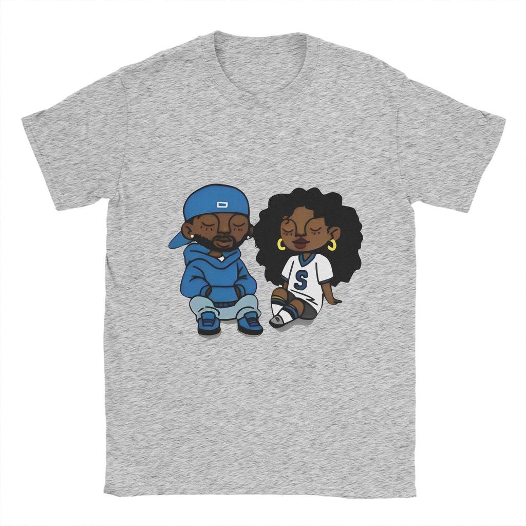 Kendrick Lamar And SZA T Shirt Beach  Novelty T-Shirts Couple Cotton Crewneck Plus Size Tees Short-Sleeved Vintage Tshirt