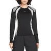 Nike Sportswear Color Block Logo Slim Fit Long Sleeve T-Shirt Women Tops Black DM6081-010