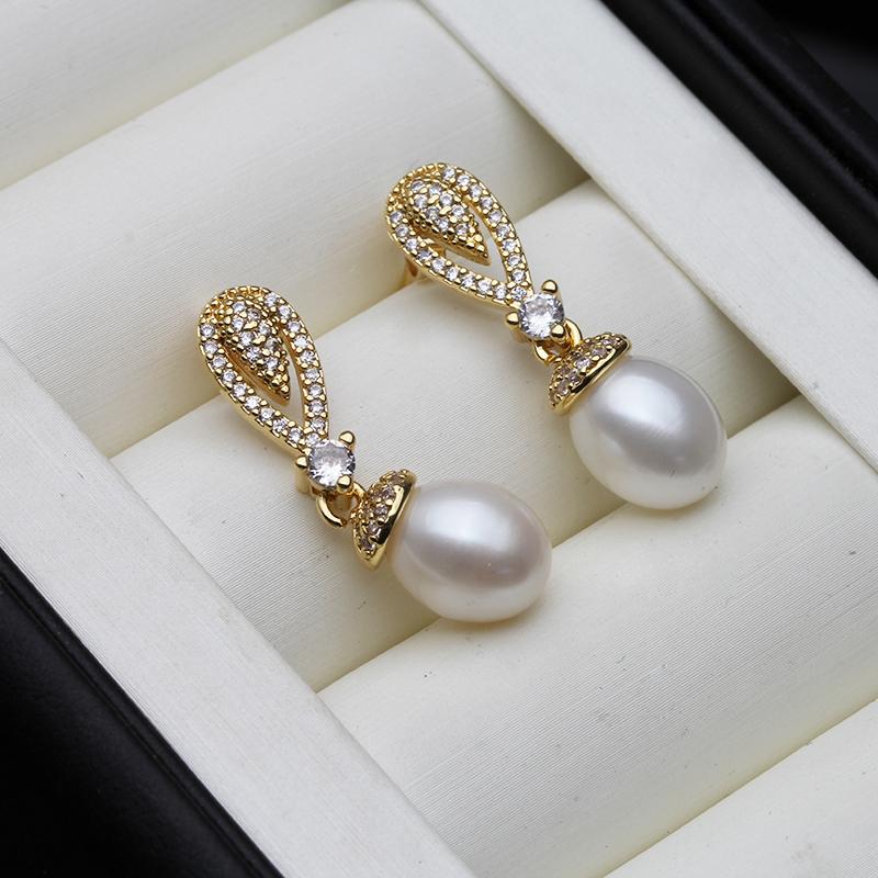 

Dangling Natural Pearl Stud Earrings Jewelry Woman,Boho Cultured Fresh water Pearl Earring Engagement Gift White Black