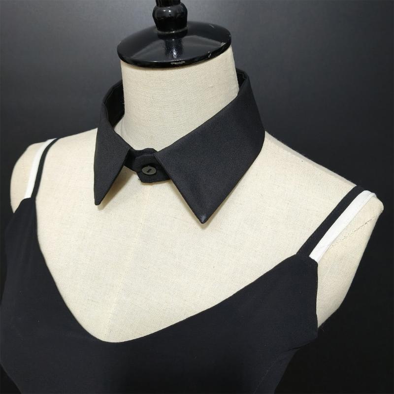 Elegant Blouse Choker Collar for Women with Soft Breathable Fabric Detachable False Lapel Collar Necklace Half Shirt