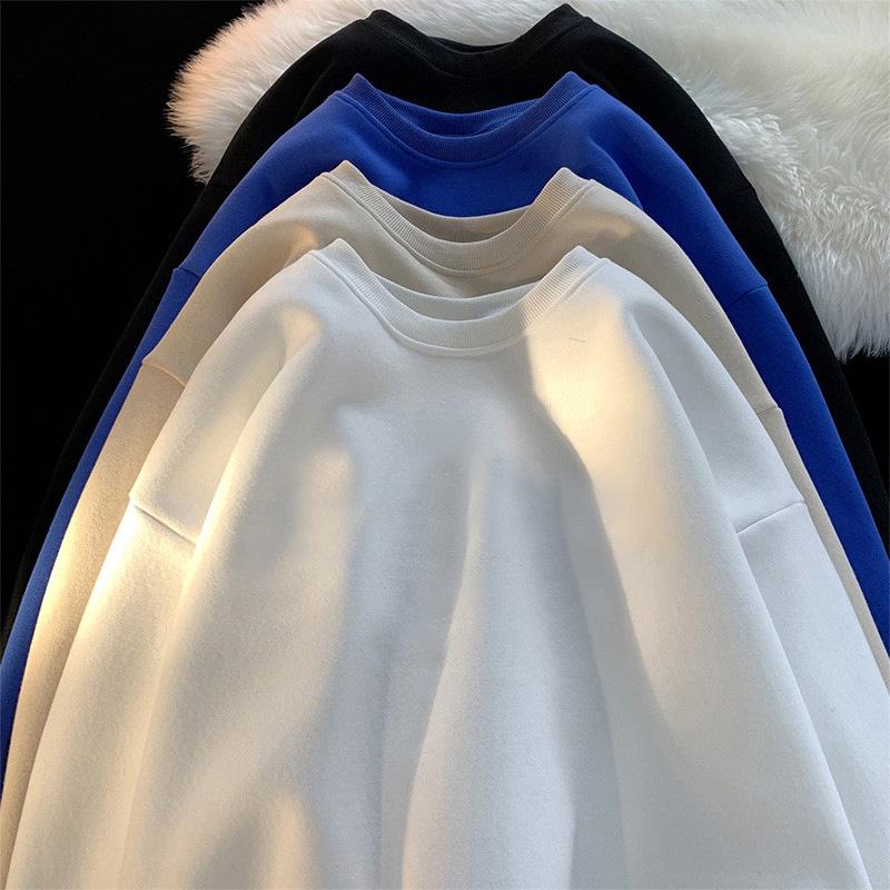 Men's and Women's Autumn/Winter Plus Velvet Solid Color Thick Loose Hoodie, 380g, 2023.