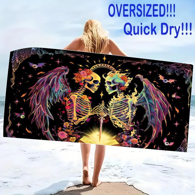 Love u to the Death Skull ( Print Beach Towel, Large Soft Quick Dry Towel for Beach Camping Swimming