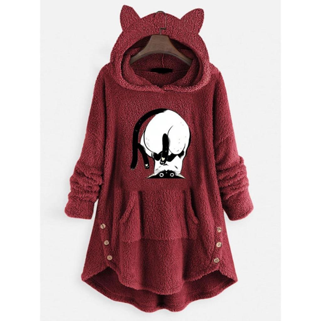 Autumn and Winter Hoodie, Women's Hooded Long Sleeved Double-sided Velvet Women's Oversized Jacket
