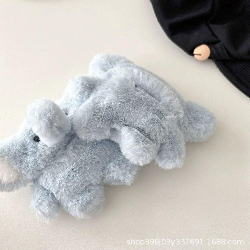 Liebevolles Blaues Fell-Elefanten-Plüsch-Kopfhörer-Schutzhülle für AirPods4/Pro2 Süßes Mädchen Kinder Bluetooth-Kopfhörer Fallschutz