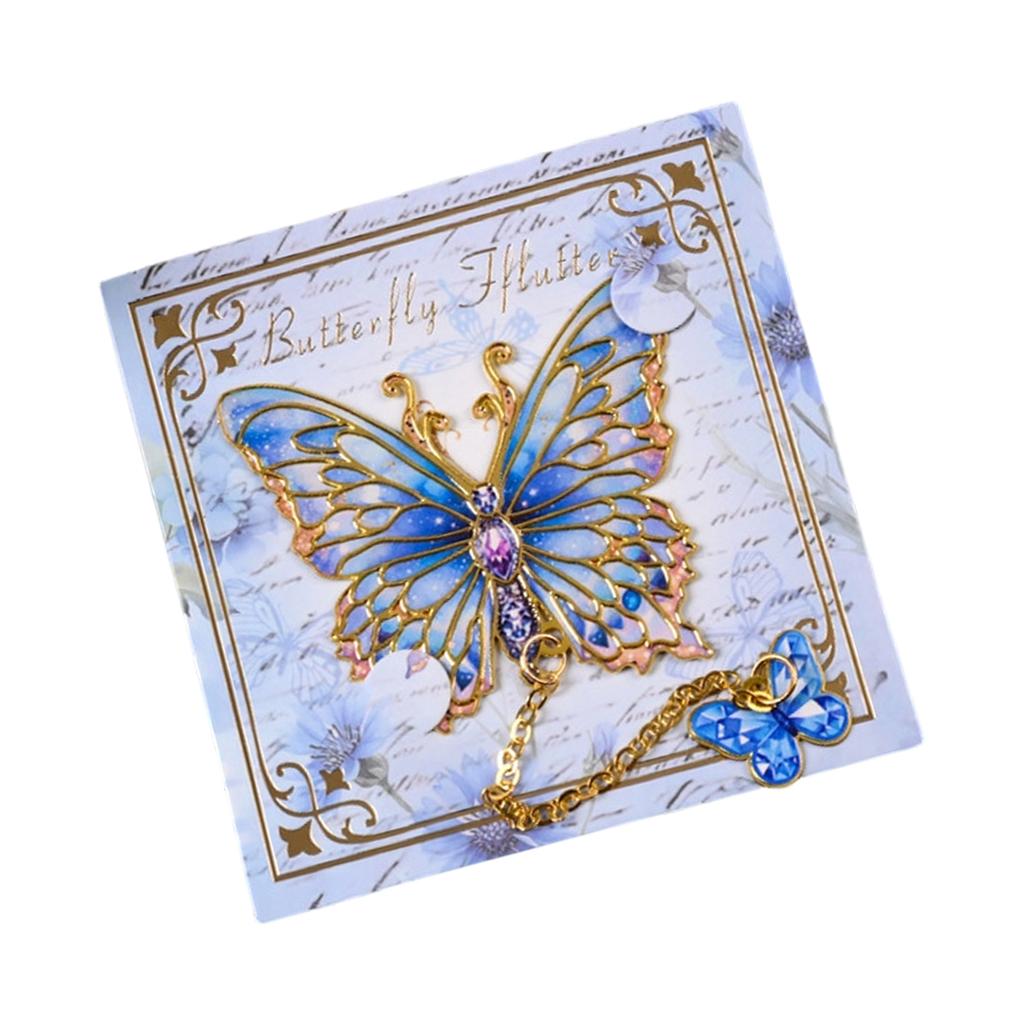 Elegant Butterfly Shape Metal Bookmarks with Chain Pendant Books Page Marker Reading Aid for Book Lover Readers Writers