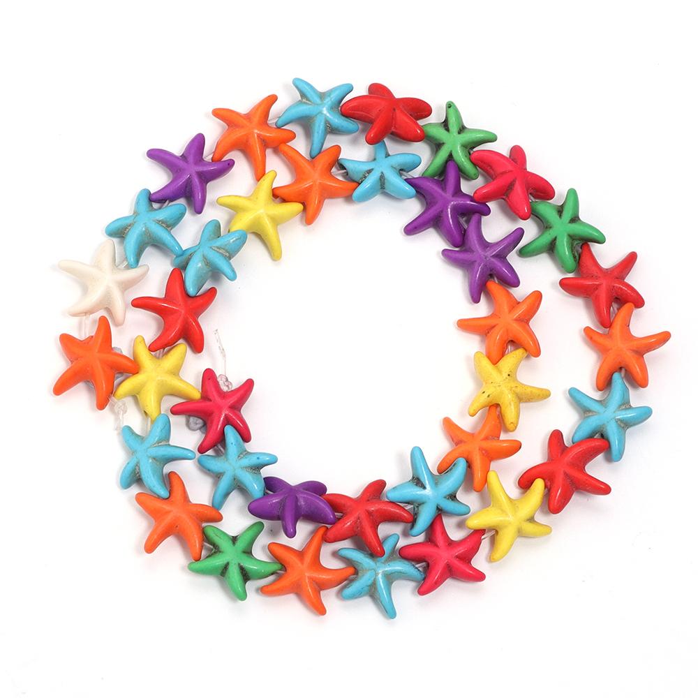1String 14x14mm Natural Stone Beads Colorful Starfish Shaped Loose Turquoise Beads For DIY Bracelet Necklace Jewelry Wholesale