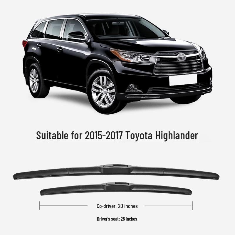 Fits Toyota Highlander 2015-2017: Silent Frameless Wiper Blade Toyota Highlander 2009-2021 Set (Front Wipers)