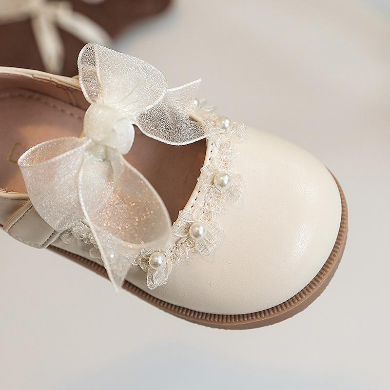 2025 Spring White Princess Shoes: Soft Sole Leather Dress Shoes for Girls