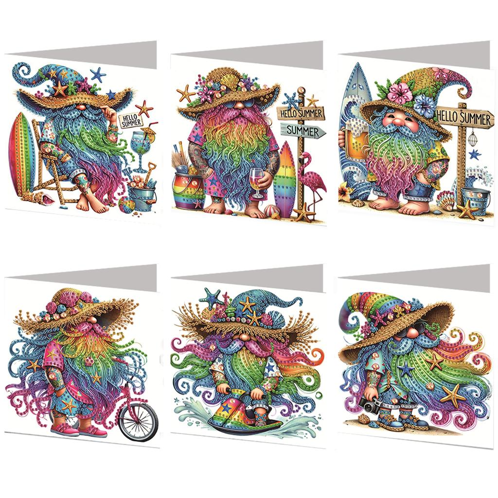 6pcs DIY Rhinestone Diamond Art Mosaic Postcards Diamond Art Greeting Cards for Xmas Birthdays Thanksgiving & Special Occasion