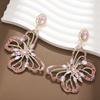 Vintage Butterfly Earrings With Rhinestones For Women Spring 2024 Fashion Jewelry