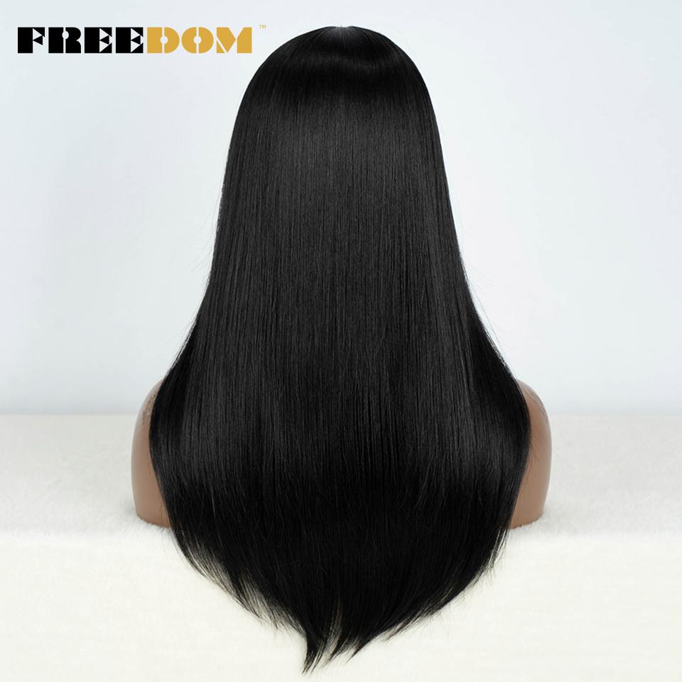 FREEDOM Hair Synthetic Lace Front Wigs For Black Women Straight Bob Wigs 22 inch Easy Wear Ombre Brown Blonde Wig Cosplay Wig