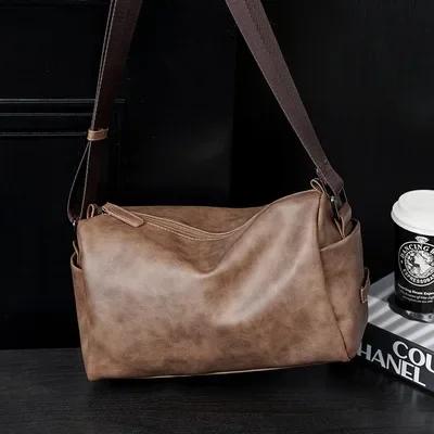 New Soft Leather Men s Shoulder Bag Fashi Design Crossbody Bags For Men Messenger bag Waterproof Cross Body Shoulder bags Man коричневый
