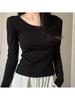 Women's White U-Neck Slimming Long-Sleeve Base Layer Top