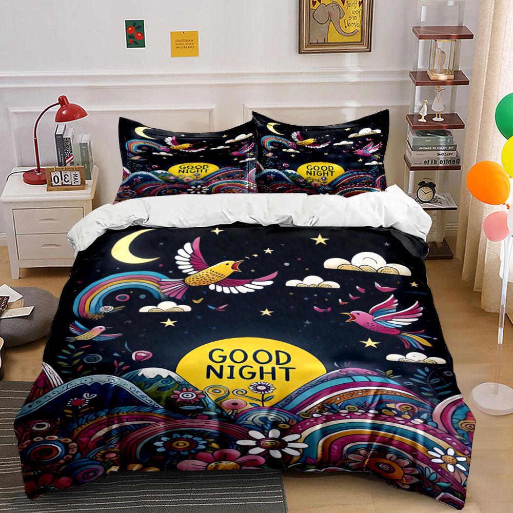 Birds, rainbows, and stars. Bedding sets Duvet cover sets Duvet covers Pillowcases(1 * Duvet Cover 2 * Pillowcases without duvet insert)