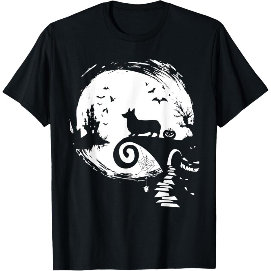 

Corgi Dog And Moon Halloween Costume Dog Lover Funny T-Shirt for Men Women Kids XXXXXL чёрный