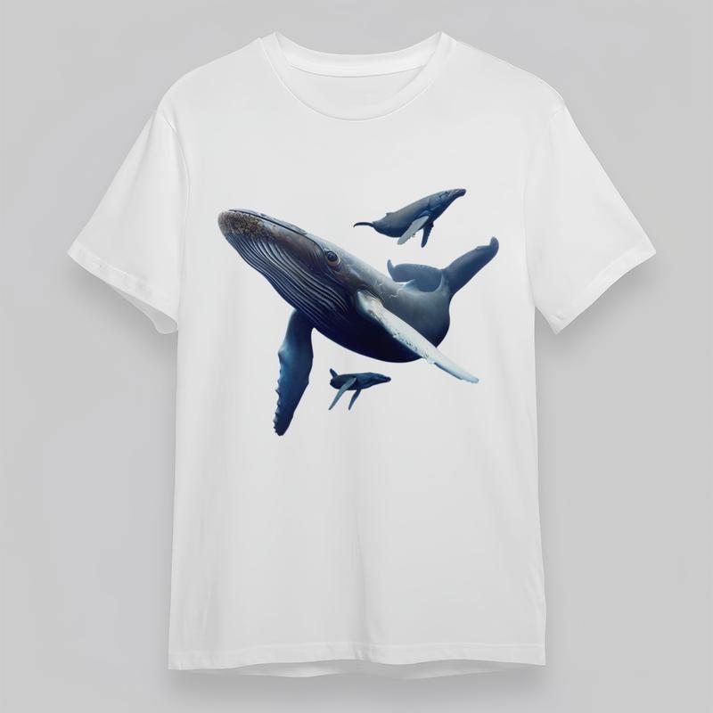 

Women s Plus Size Fashion Classic T-Shirt Realistic Whale Family Graphic Tee USA 2XL